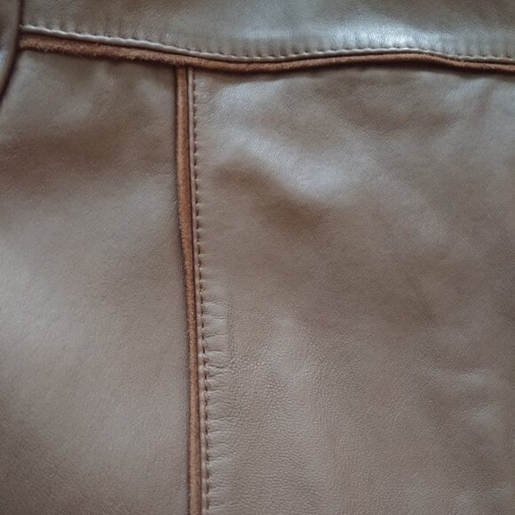 Like New Belansia Espania Leather Jacket, Size 16, Suede Edging, Brown - Picture 6 of 7